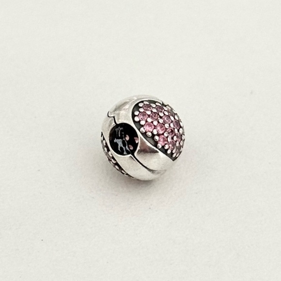 Pandora Pink CZ Sparkly Hearts Love Of My Life Rare Retired Clip Bead Charm - Picture 4 of 7